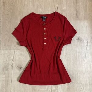 True Religion Horseshoe Henley Red Top (size: xs)
